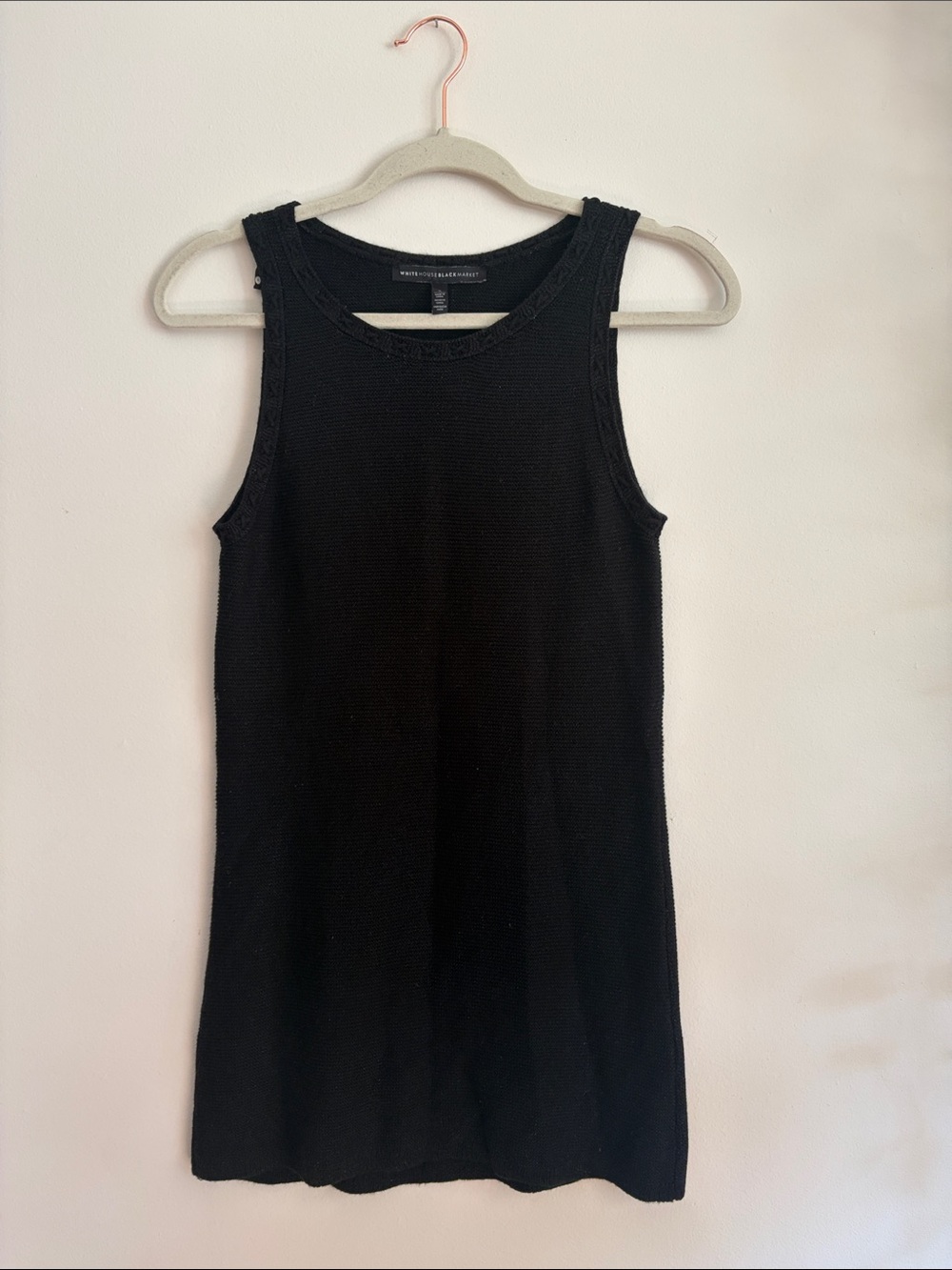 White House Black Market Black Braided Trim Knit Tunic